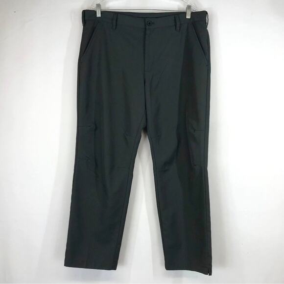 Izod Mens Flat Front Performance Golf Pants Black 36x29 Slim Fit Trouser - Picture 1 of 9